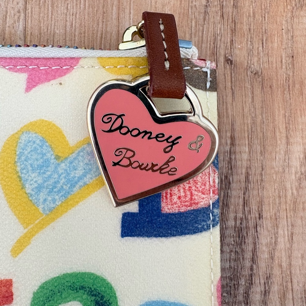 Dooney & Bourke Wristlet | Cream Multicolor Alphabet Wallet with Leather Strap - Picture 3 of 10